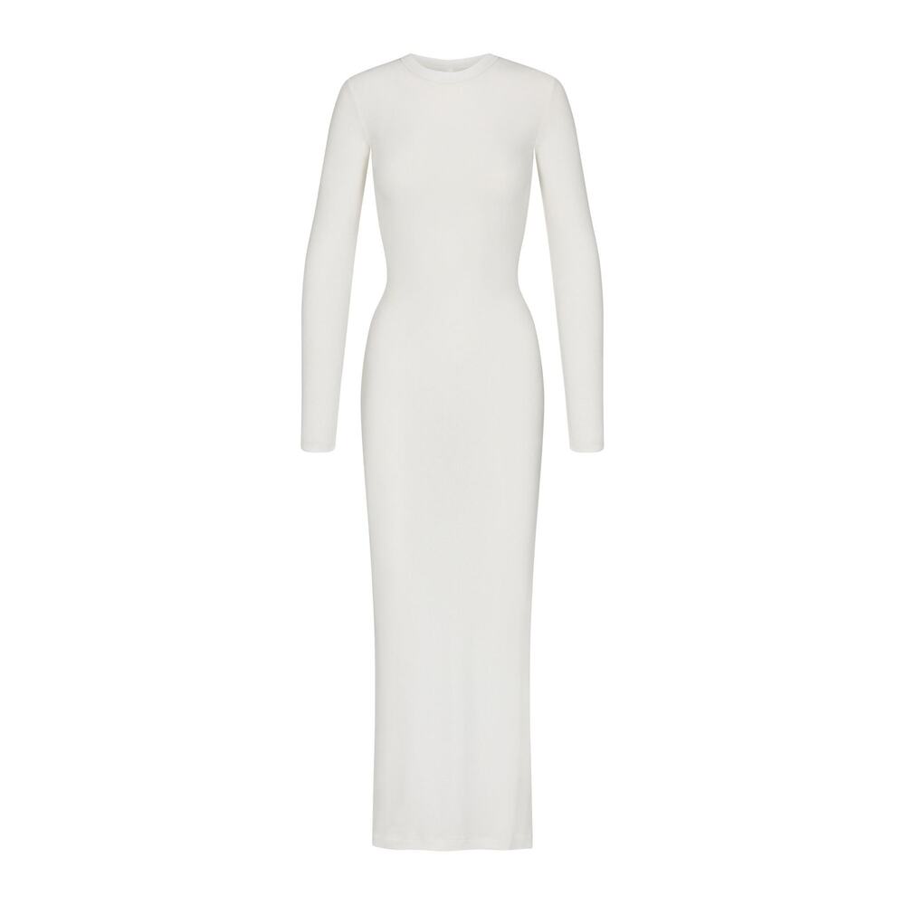 SKIMS Soft Lounge Shimmer Crew Neck Long Dress - S - Marble